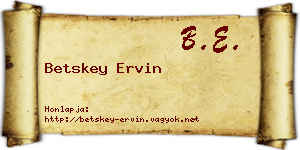Betskey Ervin névjegykártya